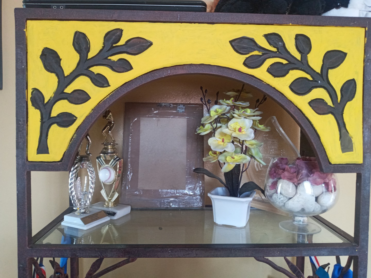 decoración y accesorios - Estante-librero-escritorio precioso en 3 materiales hierro madera y cristal prec