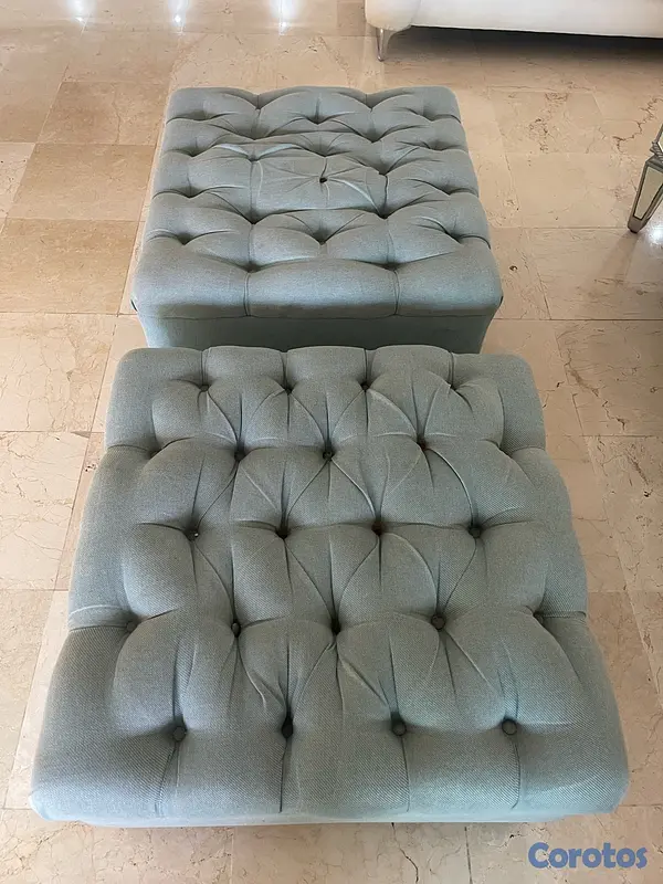 muebles y colchones - Otoman Capitone color azul 2