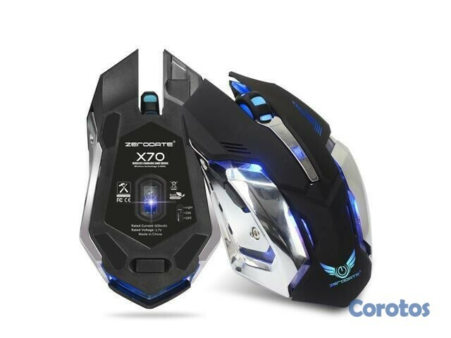 accesorios para electronica - Mouse gaminng X70, 2.4 GHz inalámbrico recargable 2