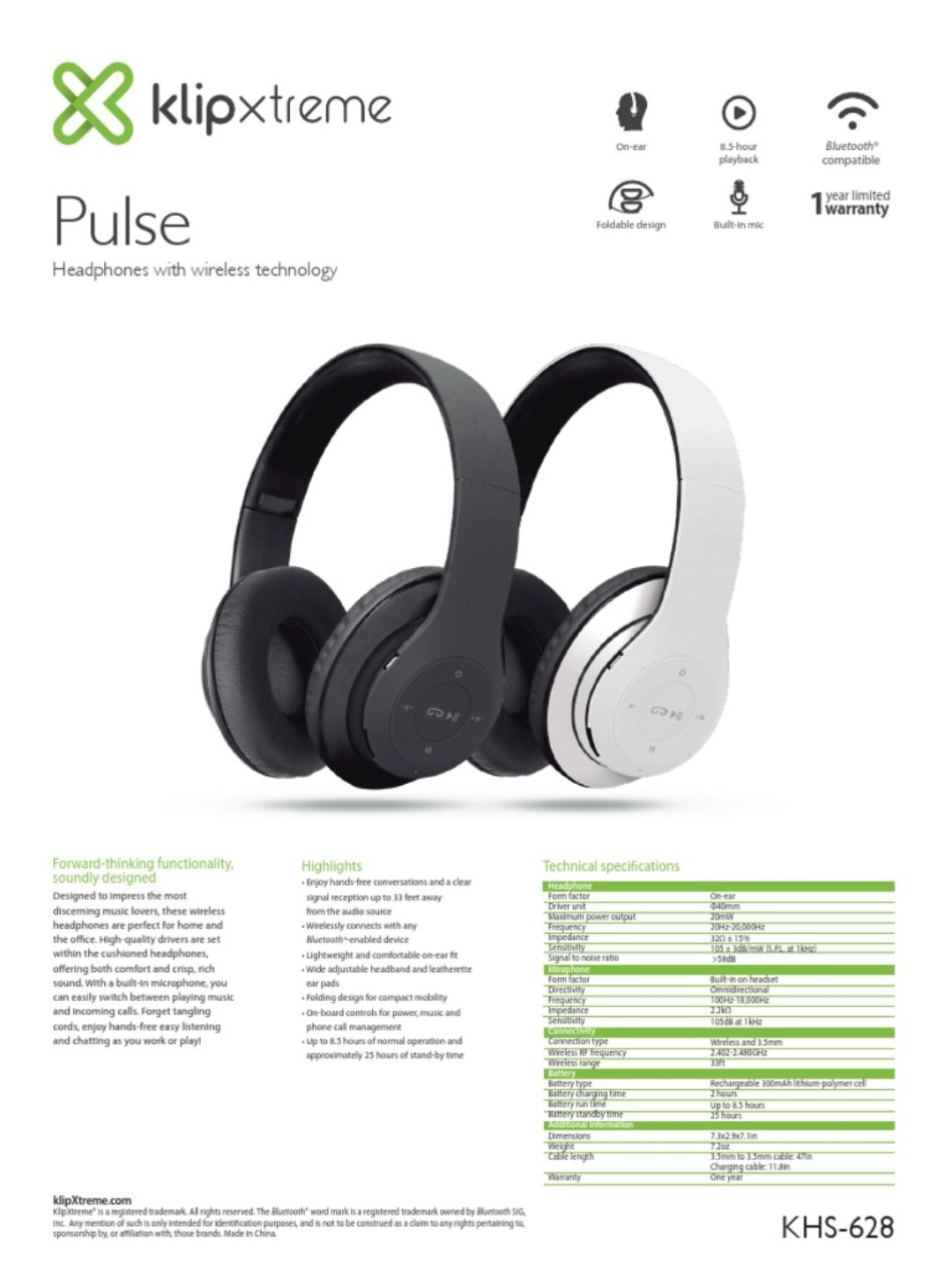 computadoras y laptops - AUDIFONO CON MICROFONO KLIPX -PROFESIONALES  PULSE, BLUETTOTH - STEREO, 