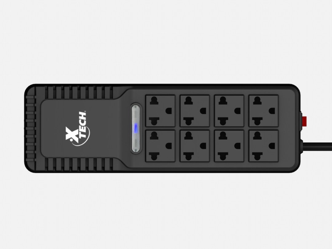 computadoras y laptops - REGULADOR DE VOLTAJE XTECH CON 8 TOMAS (4 CON PROTECCION), 1000VA, 500 WATTSS