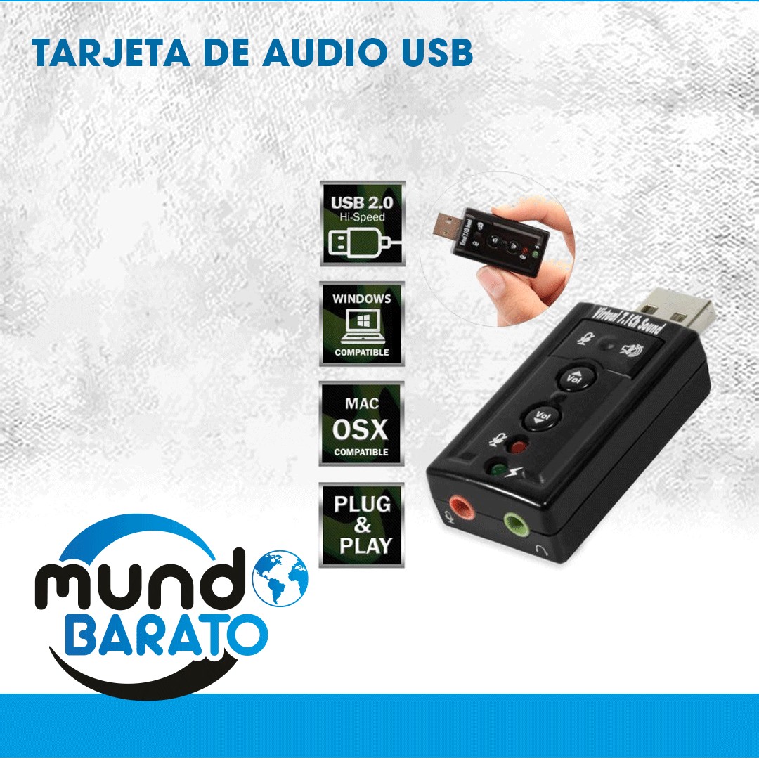 Adaptador De Sonido y Audio Usb Convertidor 7.1 Adaptador de microfono tarjeta