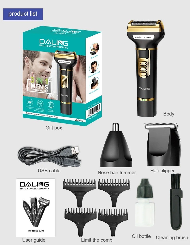 salud y belleza - MAQUINA DE AFEITAR 3 EN 1 DALING DL-9203 5