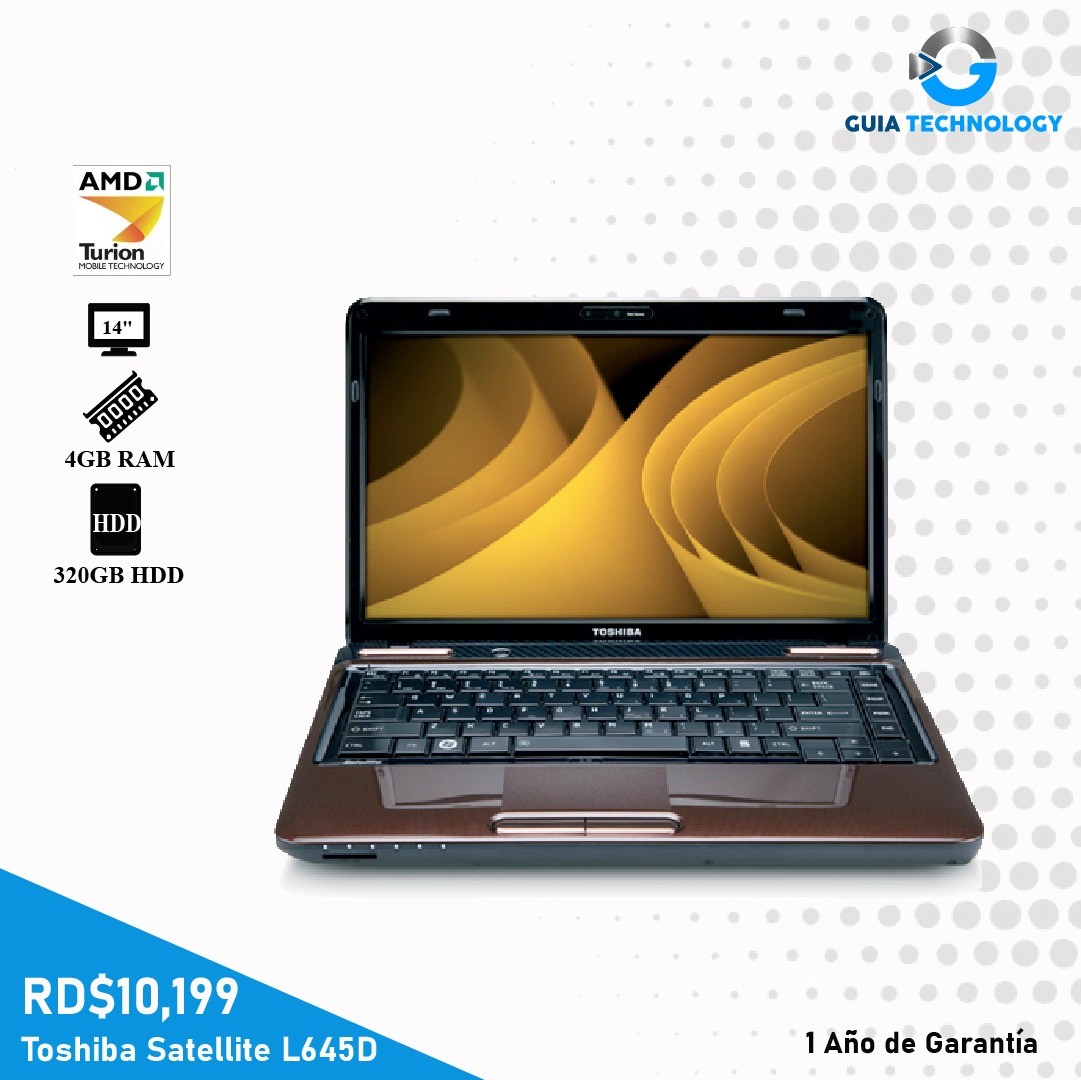 computadoras y laptops - Laptop Toshiba Satellite L645D AMD 320GB HDD, 4GB RAM  (Mouse, Mochila, Mochila)