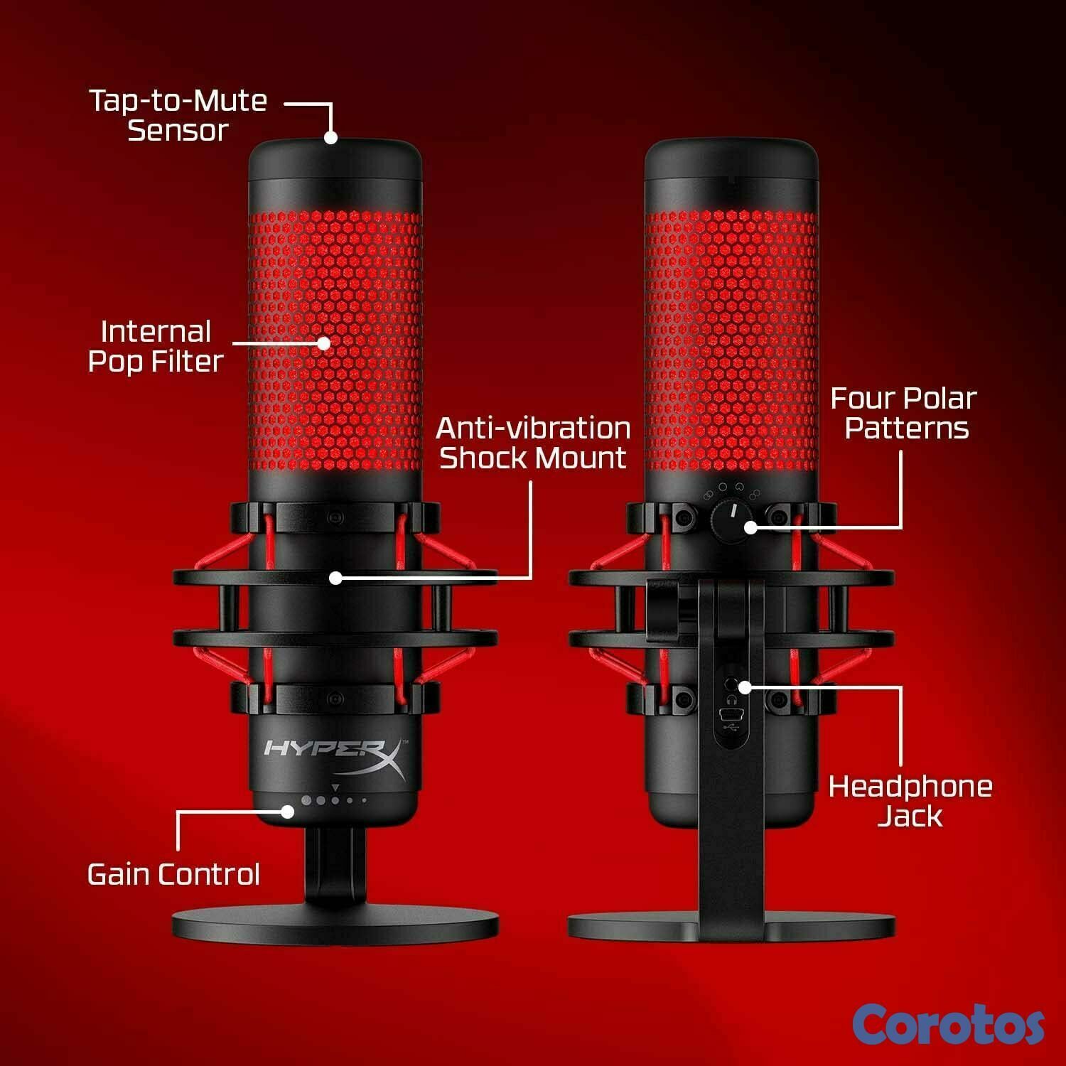 consolas y videojuegos - HyperX QuadCast - Micrófono de condensador USB  8