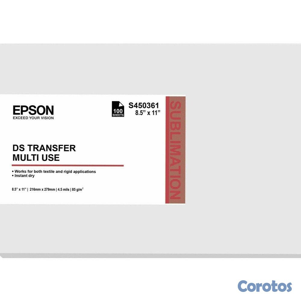 impresoras y scanners - RESMA DE PAPEL EPSON SUBLIMACIÓN (DS TRANSFER), 100 HOJAS, TERMINACION MATE 1