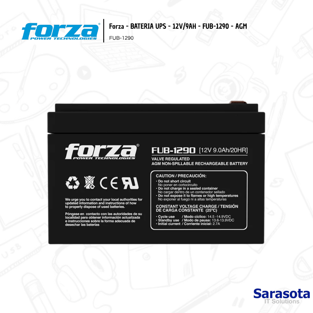 plantas e inversores - Forza - BATERIA UPS - 12V/9AH - FUB-1290 - AGM 