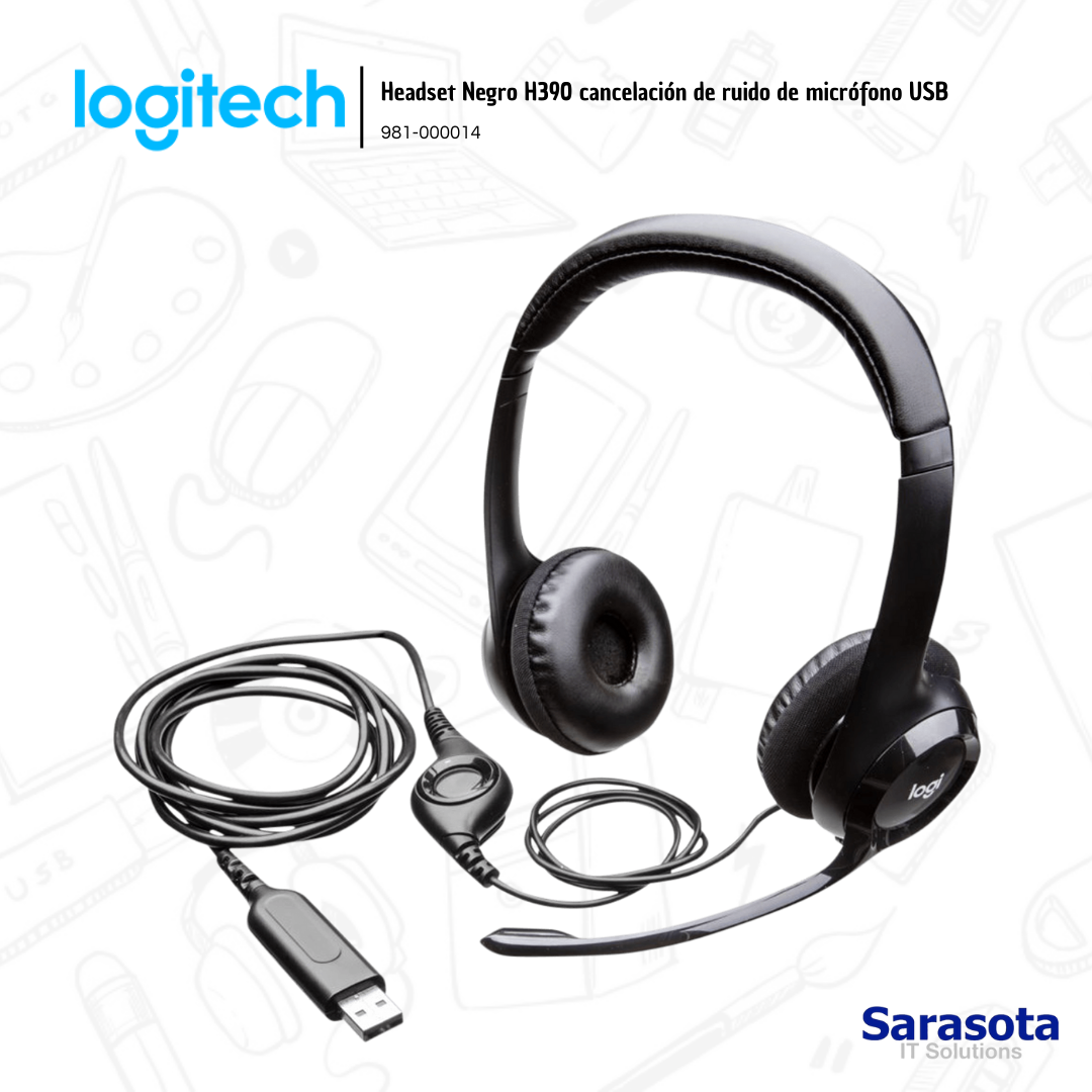 accesorios para electronica -  Logitech Headset H390 audífonos con micrófonos  1