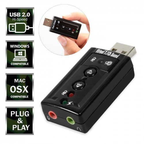 Adaptador De Sonido y Audio Usb Convertidor 7.1 Adaptador de microfono tarjeta 2