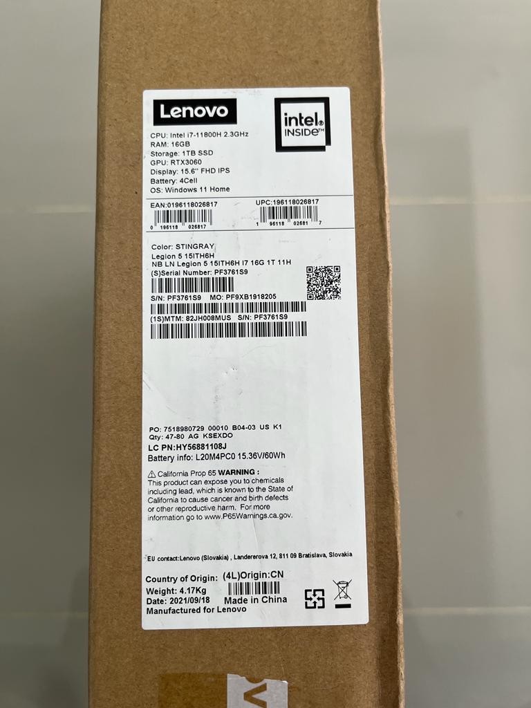 Lenovo Legion 5 16gb RAM 1TB RTX 3060 4