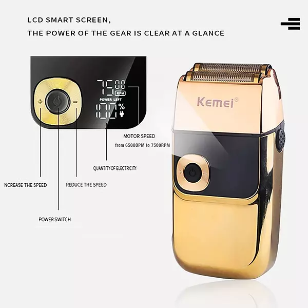 salud y belleza - KEMEI Maquinillas de afeitar eléctricas para hombres, pantalla LCD, abejon 8
