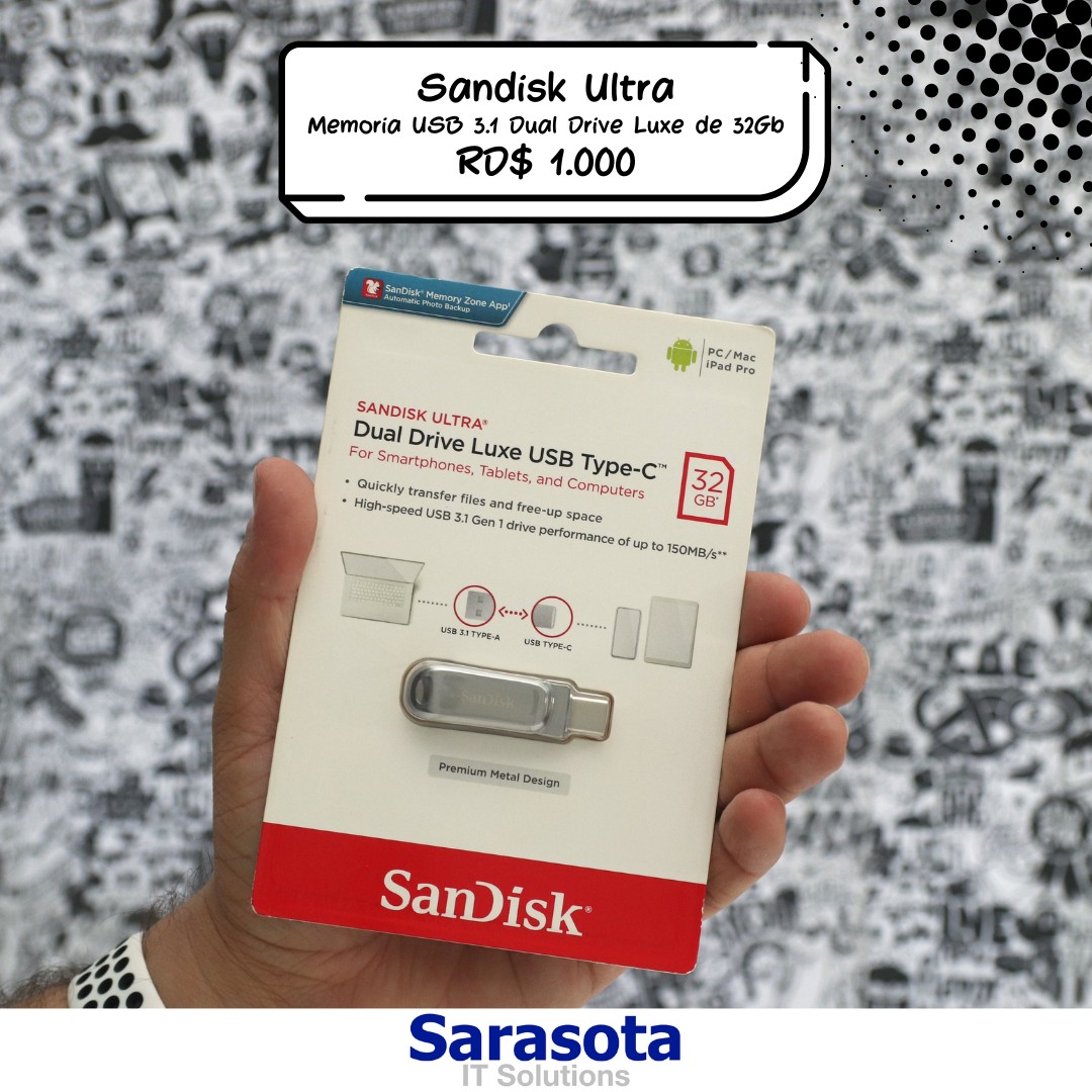 accesorios para electronica - Sandisk memoria USB 3.1 Dual Drive Luxe de 32Gb