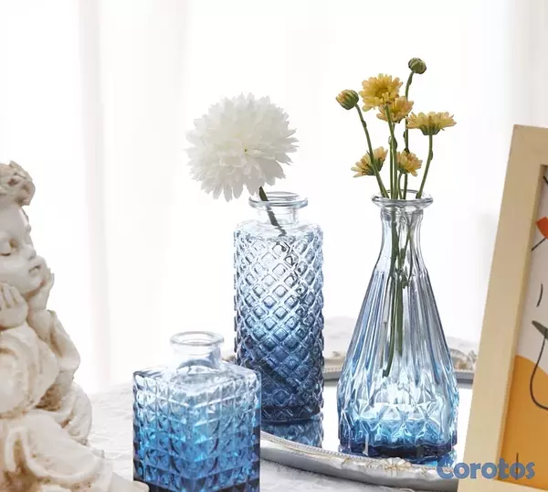 decoración y accesorios - Vasos de flores azules, vasos de vidrio transparente 3