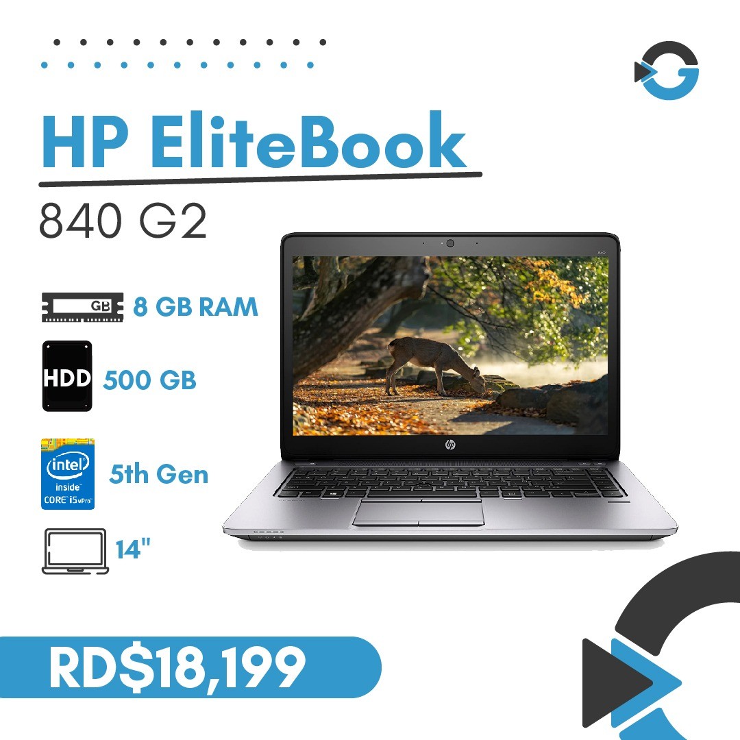 computadoras y laptops - Laptop HP EliteBook 840 G2 Core i5 500GB HDD, 8GB RAM (Incluye Mouse y Mochila) 