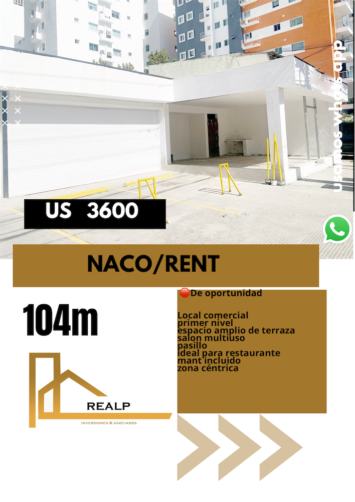 oficinas y locales comerciales - Local en Naco con terraza 