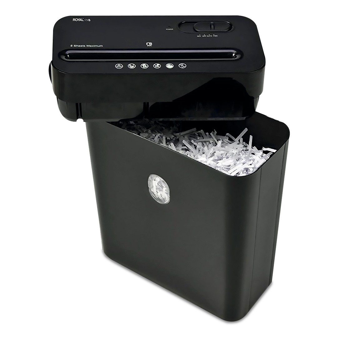computadoras y laptops - TRITURADORA DE PAPEL ROYAL, 8 HOJAS CORTE TRANSVERSAL, TRITURA GRAPAS Y TARJETAS 2