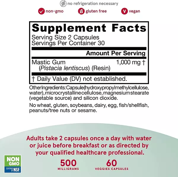 Salud y Equipamiento Médico - Mastic Gum 1000mg 60 capsulas Jarrow formula 2