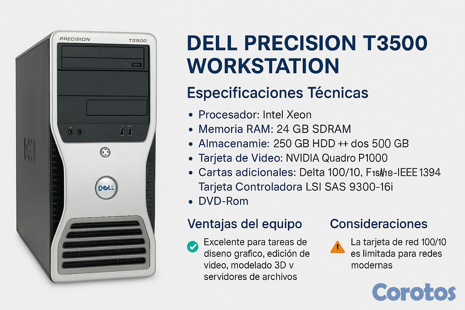 computadoras y laptops - Detalles para vender Servidor Dell Precision T3500 4