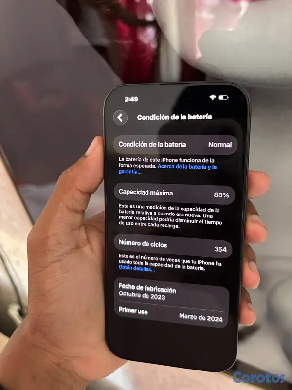 celulares y tabletas - iPhone 15 pro 128gb todas sus piezas originales bateria en 88 factory  8