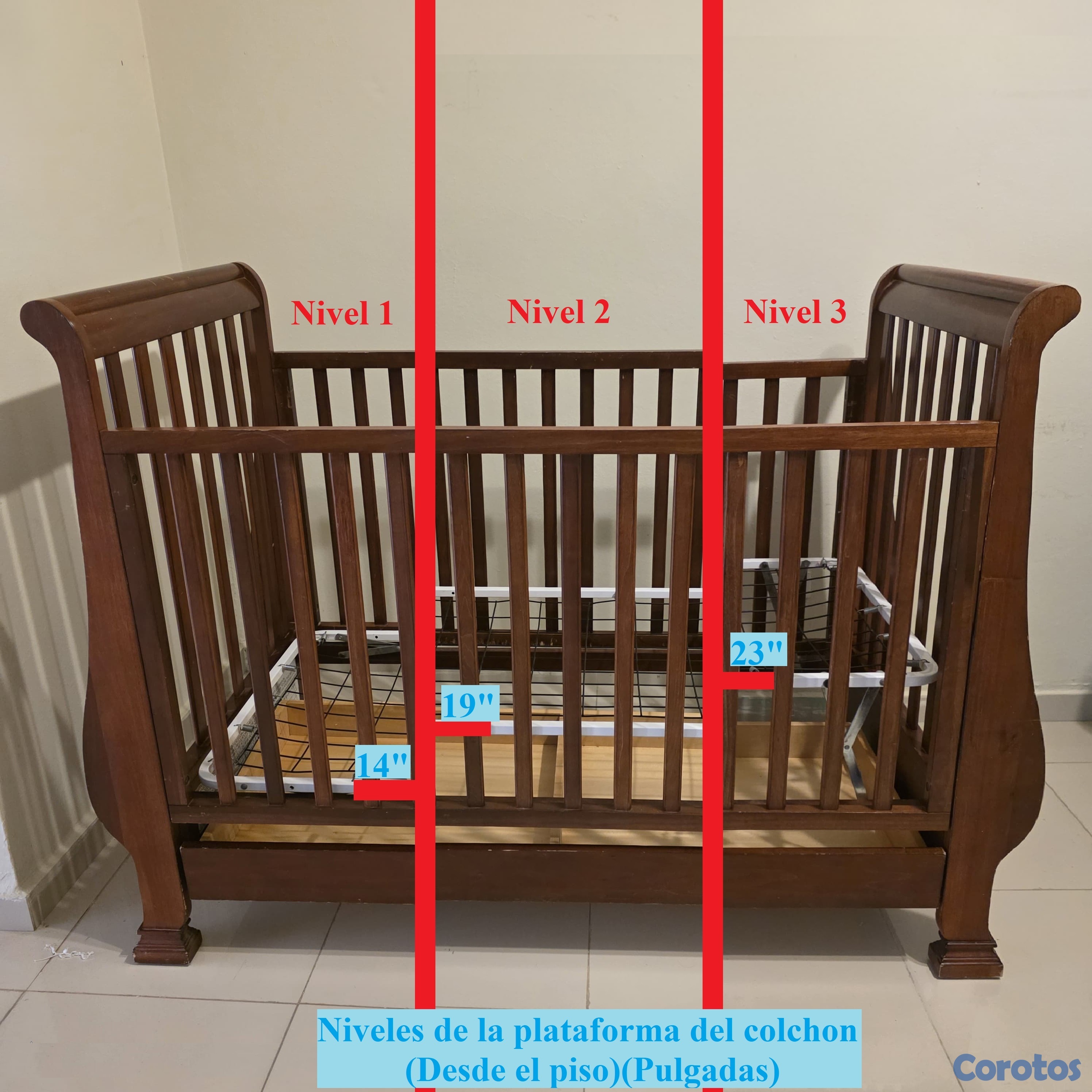 muebles - Cuna Madera Americana. Convertible. Cama cuna. 3 n 5