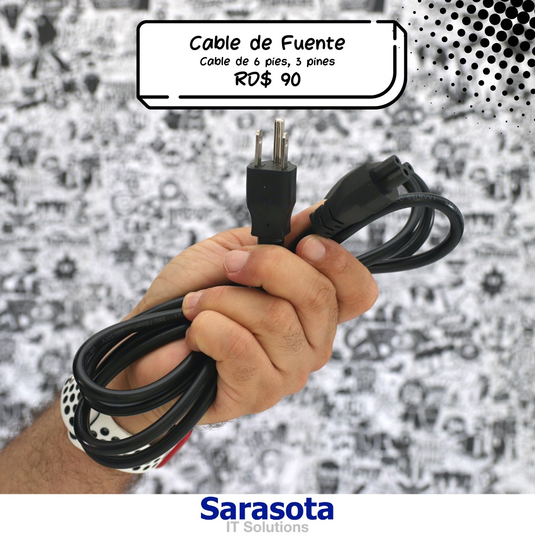 accesorios para electronica - Cable de fuente de 6 pies, 3 pines