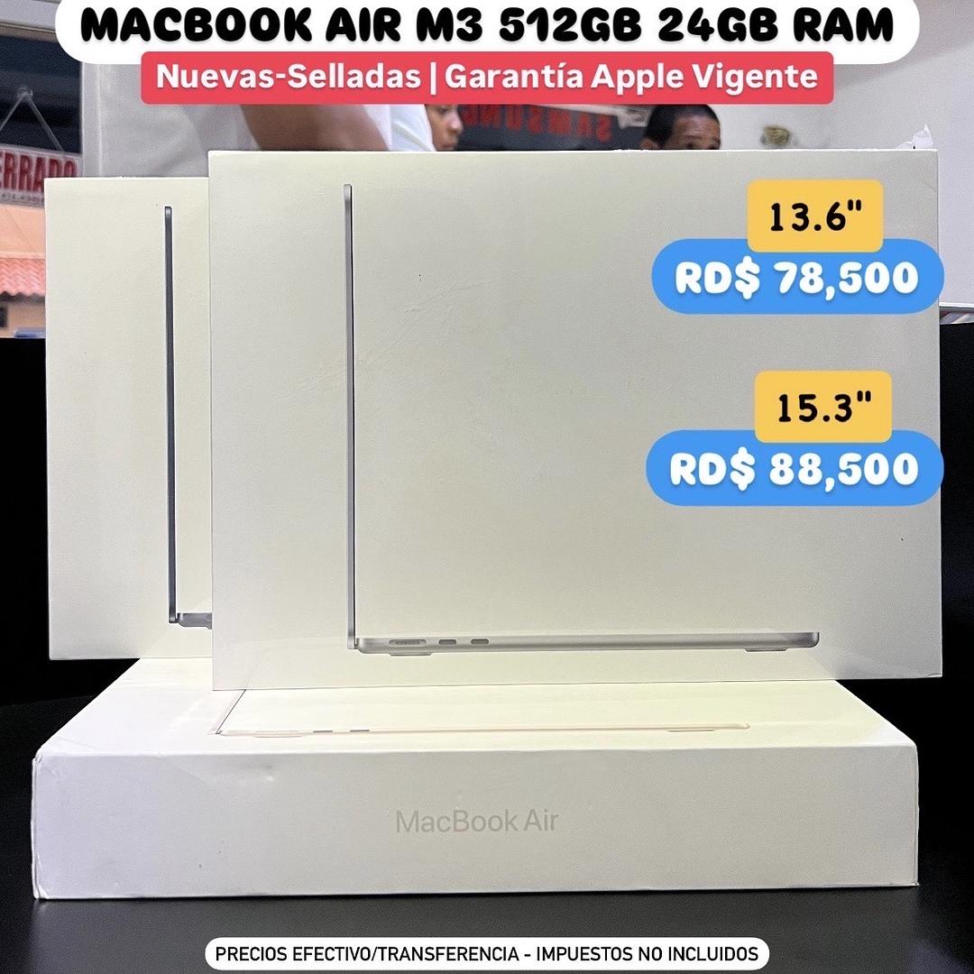 computadoras y laptops - MACBOOK AIR M3 13.6" 15.3"  512GB 24GB RAM SELLADAS OFERTAS ‼️