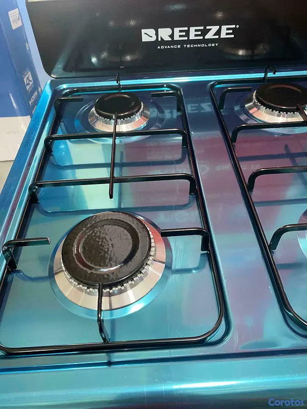 electrodomesticos - 
Estufa de mesa breezer 
4 hornillas
Parrillas sencillas
Usa gas

 3