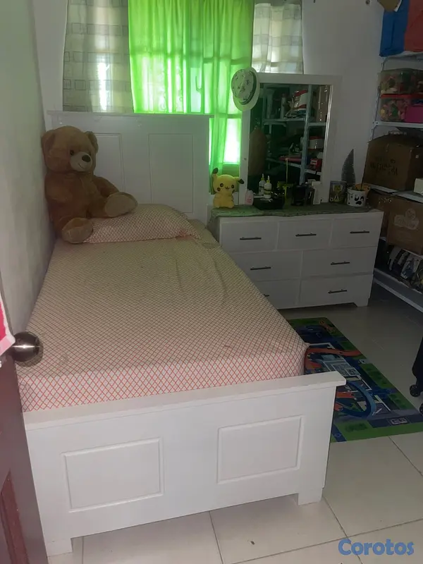 muebles y colchones - Cama Twin y gavetero color Blanco  5