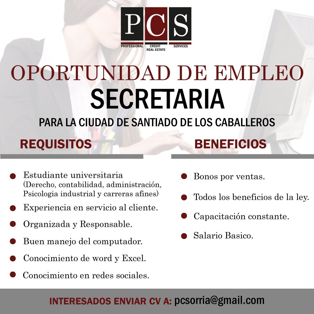 empleos disponibles - Empleo Disponible 
Se solicita personal en santiago para el puesto de secretaria