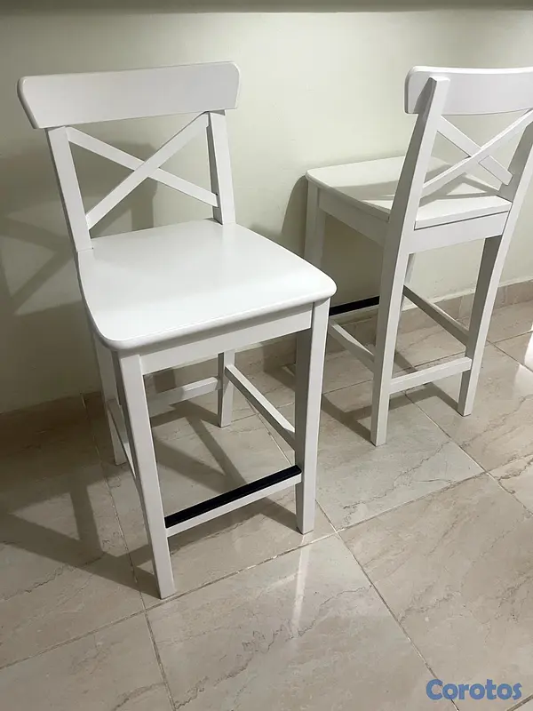 muebles y colchones - Taburete con respaldo color blanco  2