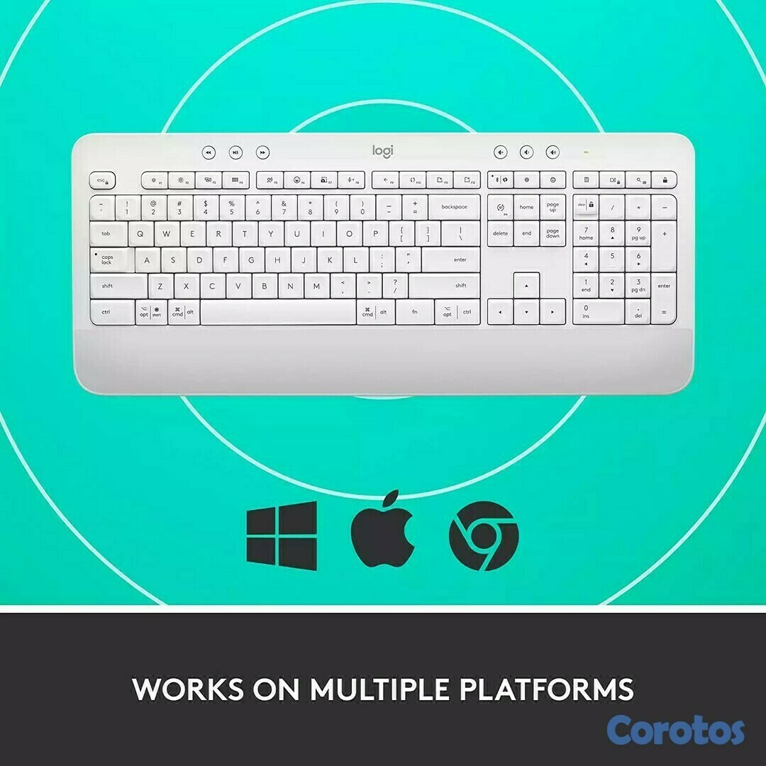 computadoras y laptops - TECLADO LOGITECH K650 INGLES COLOR BLANCO, USB WIRELESS RECEIVER 2.4GHZ  1