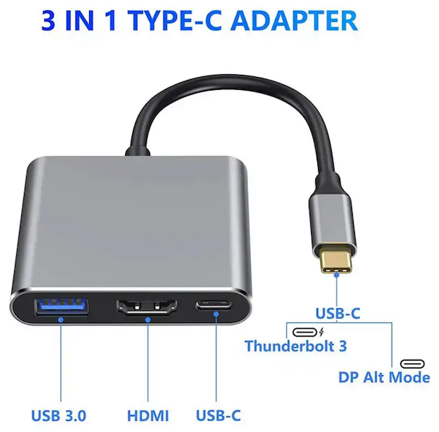 computadoras y laptops - interfaz tipo-c USB multi-función Hub 3-en-1