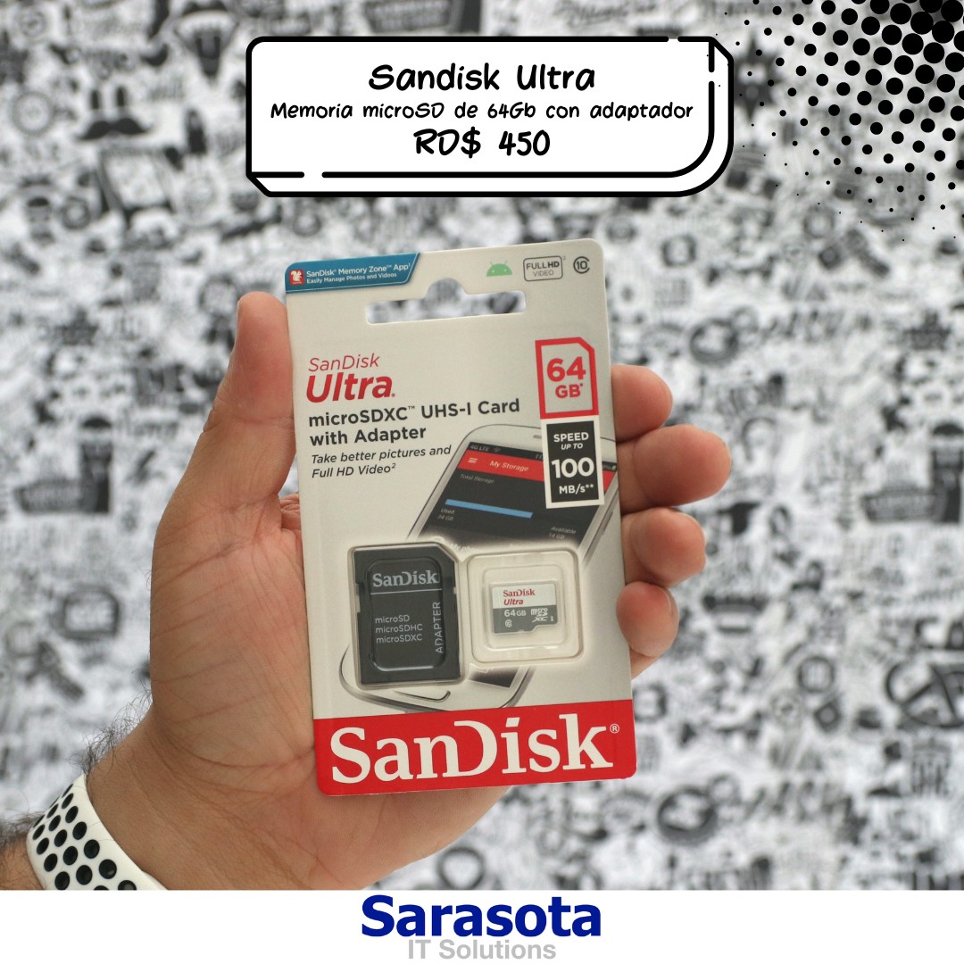 accesorios para electronica - Memoria microSD 64Gb SanDisk Ultra (100 MB/s) con adaptador