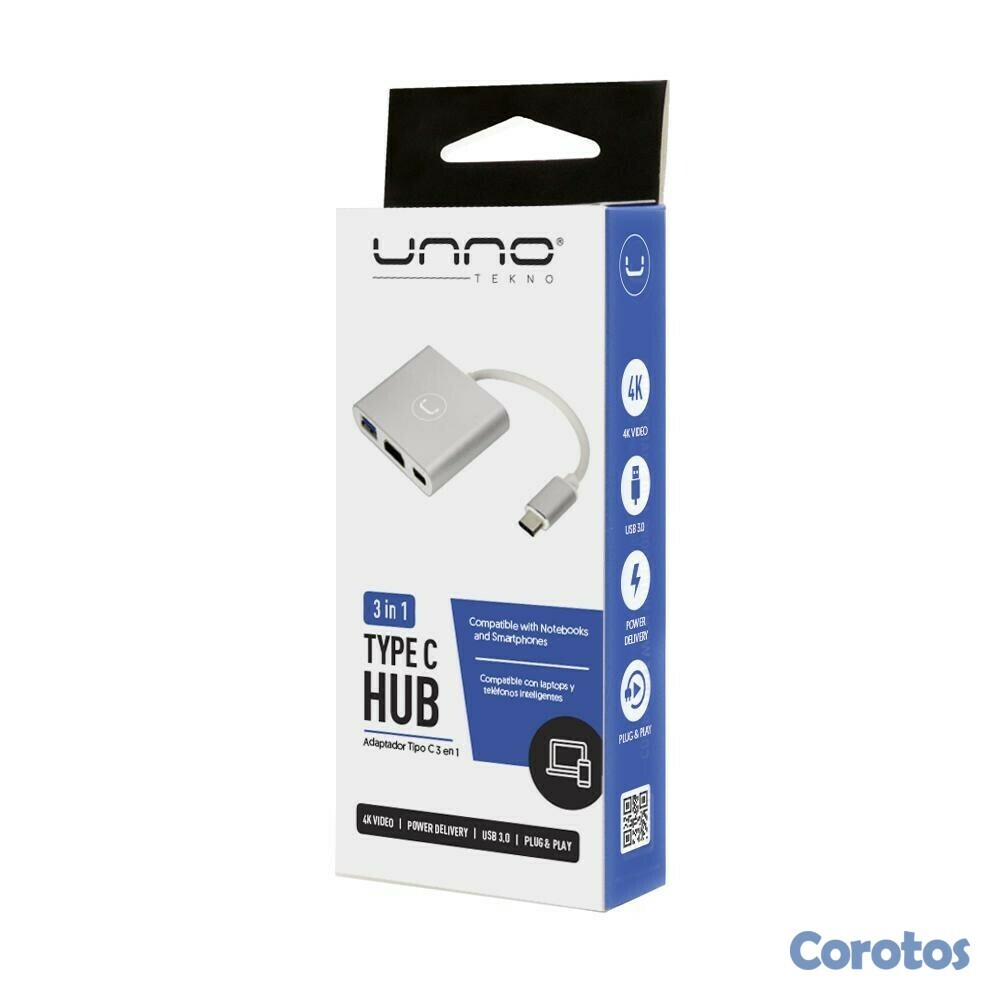 impresoras y scanners - HUB TIPO C 3 EN 1 (USB 3.0-HDMI-PD) UNNO 2
