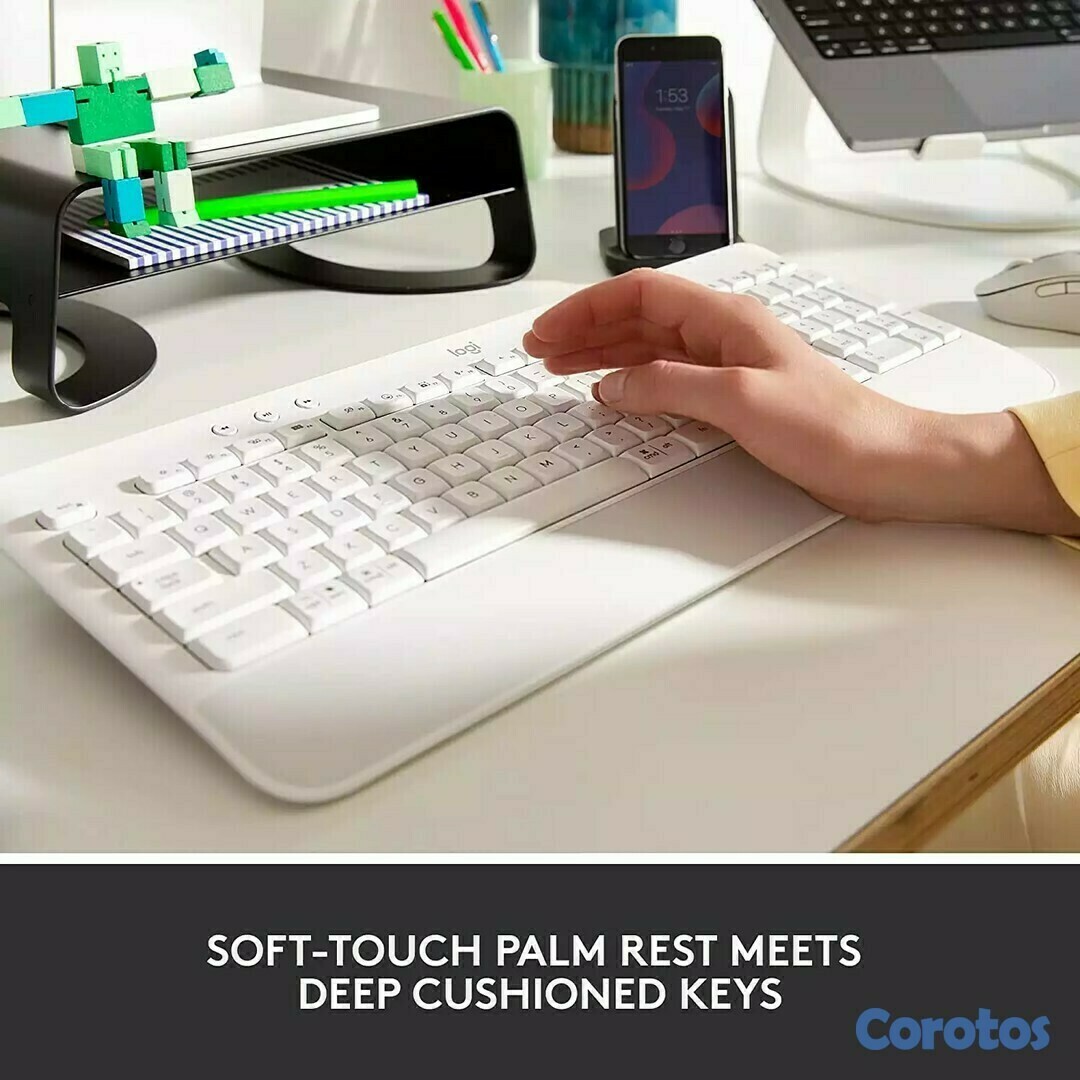 computadoras y laptops - TECLADO LOGITECH K650 INGLES COLOR BLANCO, USB WIRELESS RECEIVER 2.4GHZ  2