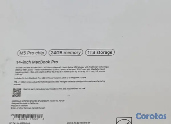 computadoras y laptops - MACBOOK PRO M5 14" 1TB SSD 24GB RAM SELLADA OFERTA 2