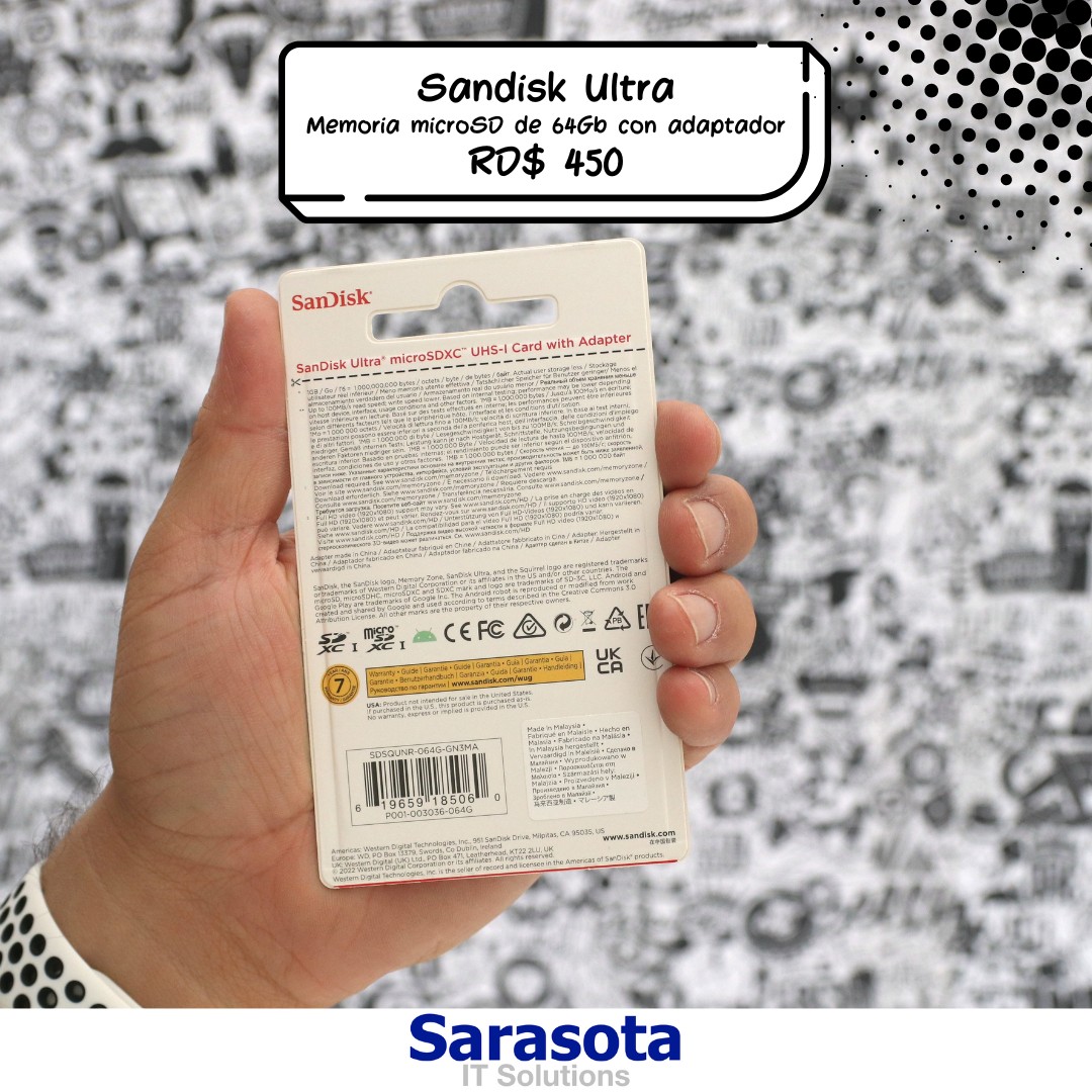 accesorios para electronica - Memoria microSD 64Gb SanDisk Ultra (100 MB/s) con adaptador 1