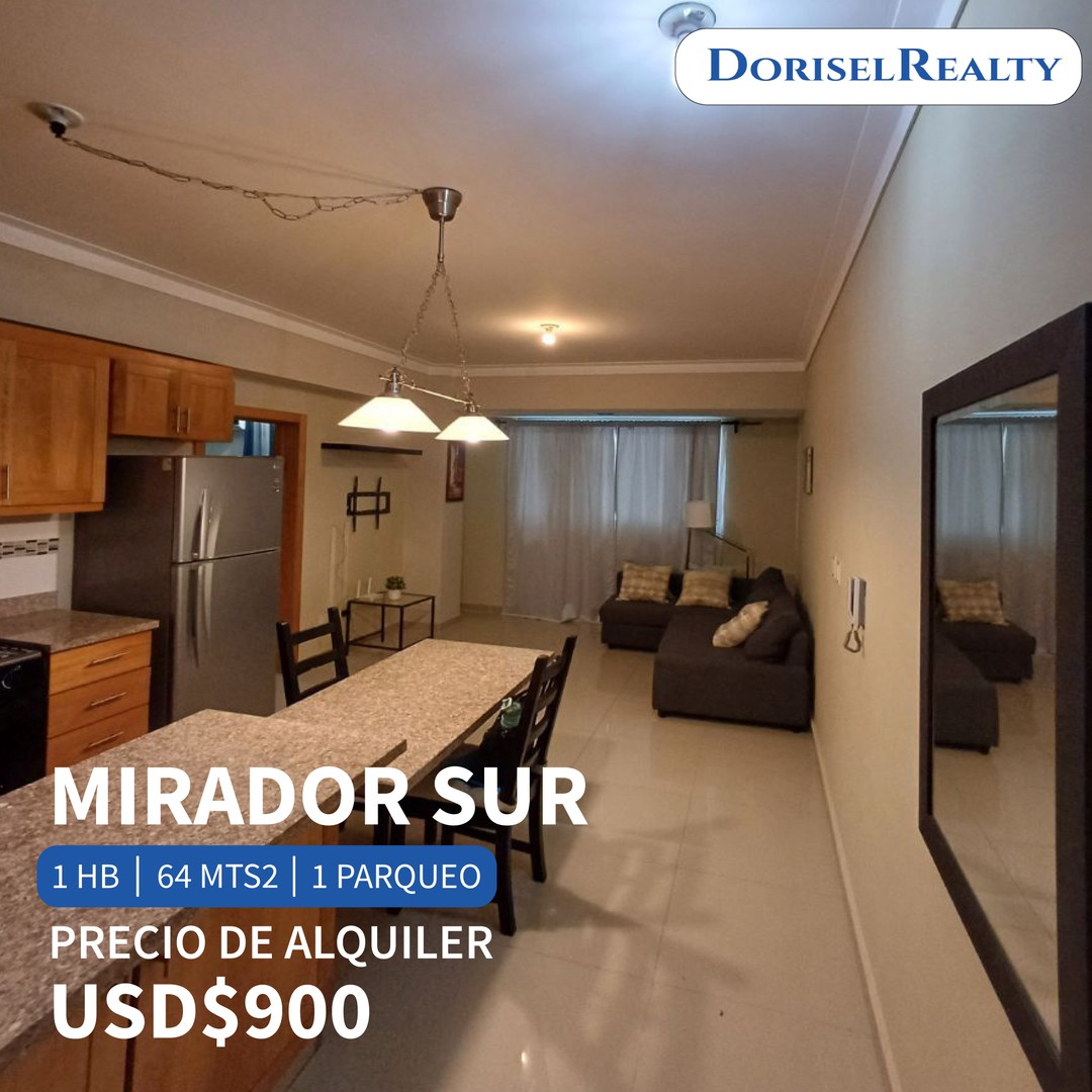 apartamentos - ALQUILER DE PRECIOSO APARTAMENTO AMUEBLADO EN MIRADOR SUR