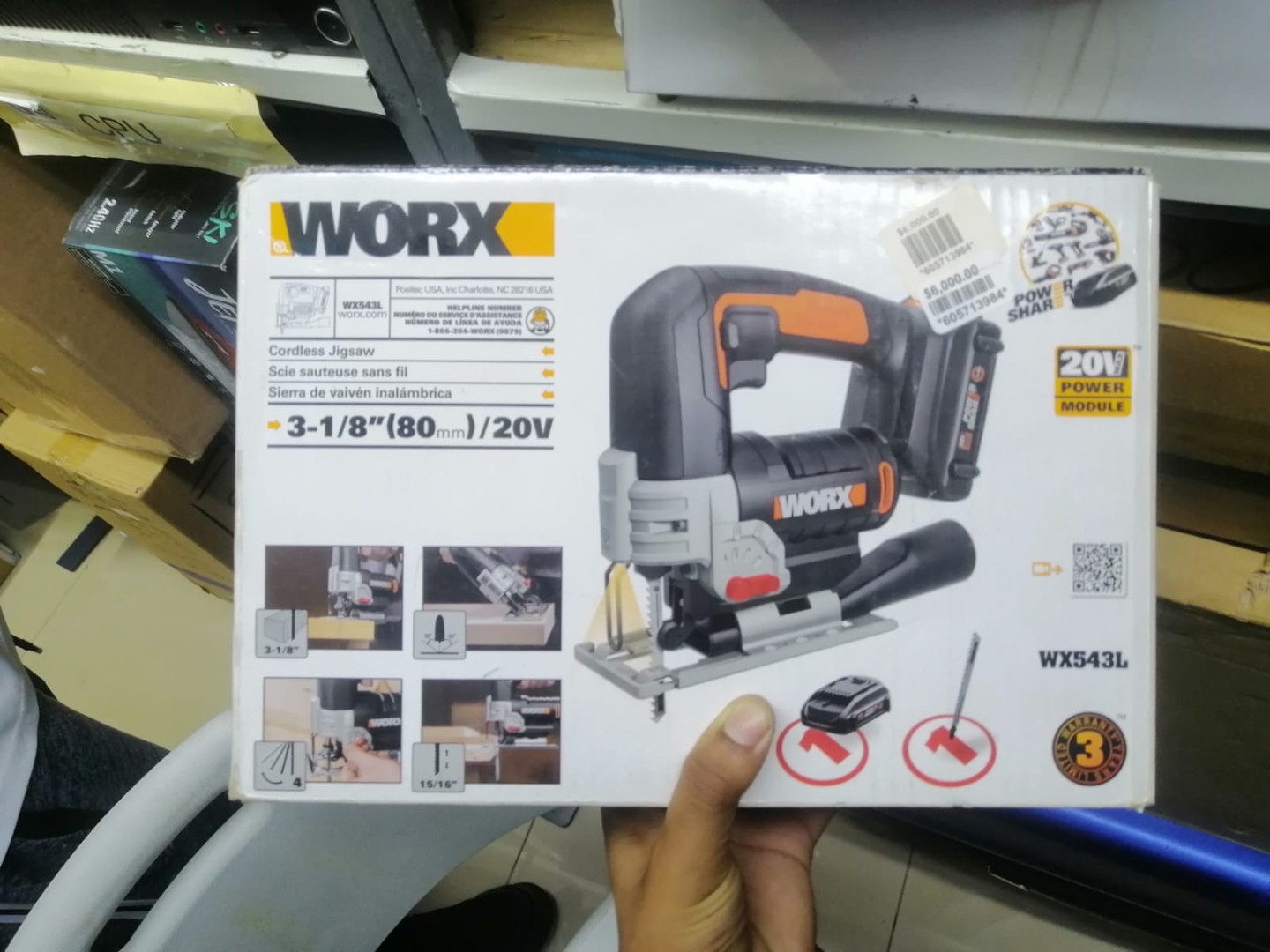 herramientas, jardines y exterior - Sierra de calar inalámbrica Worx WX543L de 20 V Power Share (batería y cargador 5