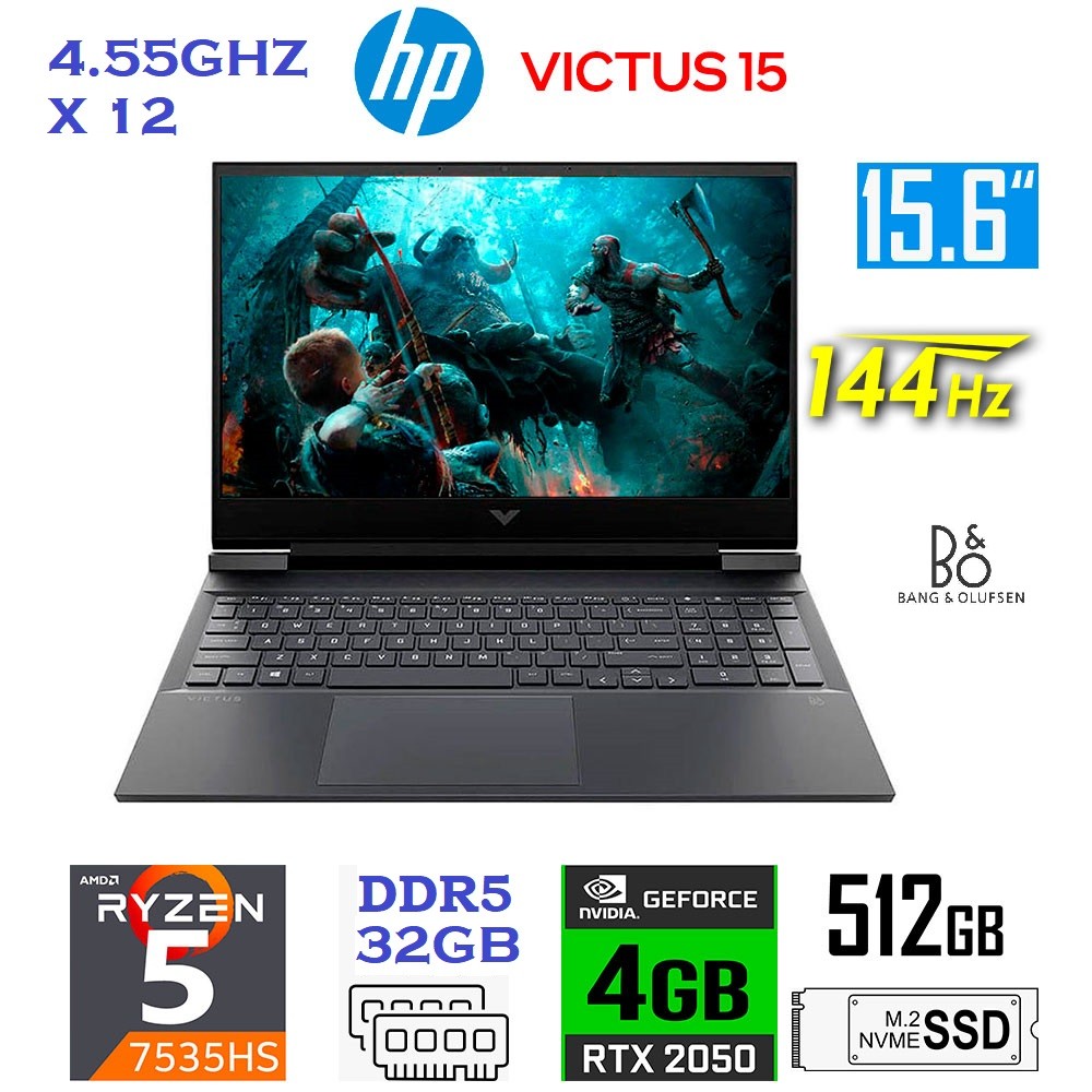 computadoras y laptops - LAPTOP HP VICTUS RYZEN 5 7535HS 4.5GHZ X 12 32GB DDR5 512GB SSD RTX 2050 $51,000