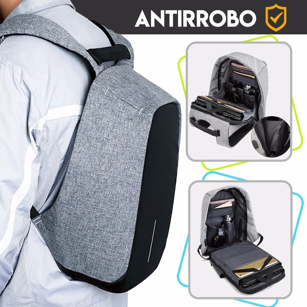 carteras y maletas - Mochila antirrobo impermeable con puerto de carga USB 2
