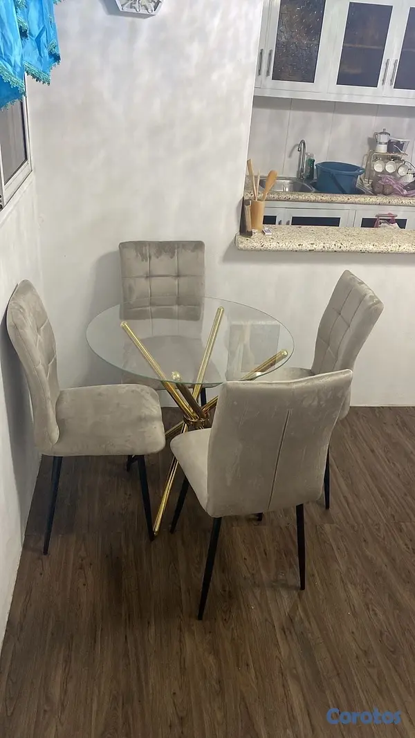 muebles y colchones - comedor de 4 sillas mesa en cristal  3