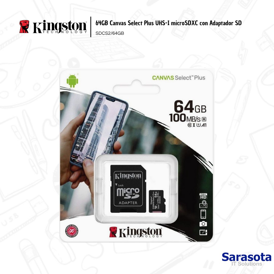 accesorios para electronica - Kingston 64GB Canvas Select Plus UHS-I microSDXC  2