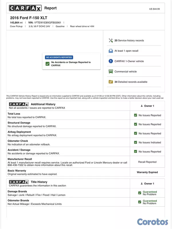 jeepetas y camionetas - Ford F150 XLT 2016 tracción trasera 4X4 Doble cabi 5