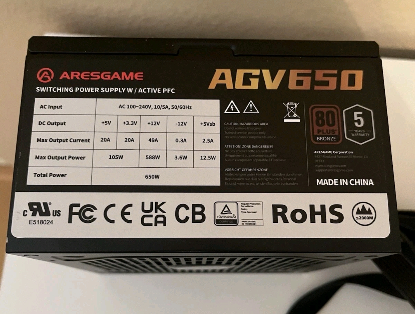 computadoras y laptops - ▶️ ARESGAME AGV 650 Series 650 No Modular 80+ Bronze 2