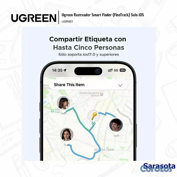 accesorios para electronica - Ugreen Rastreador Smart Finder (FineTrack) Solo iO 2