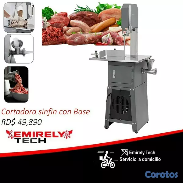 equipos profesionales - Sierra sin fin cortadora de hueso con base para cortar y moler carnes sinfin 1
