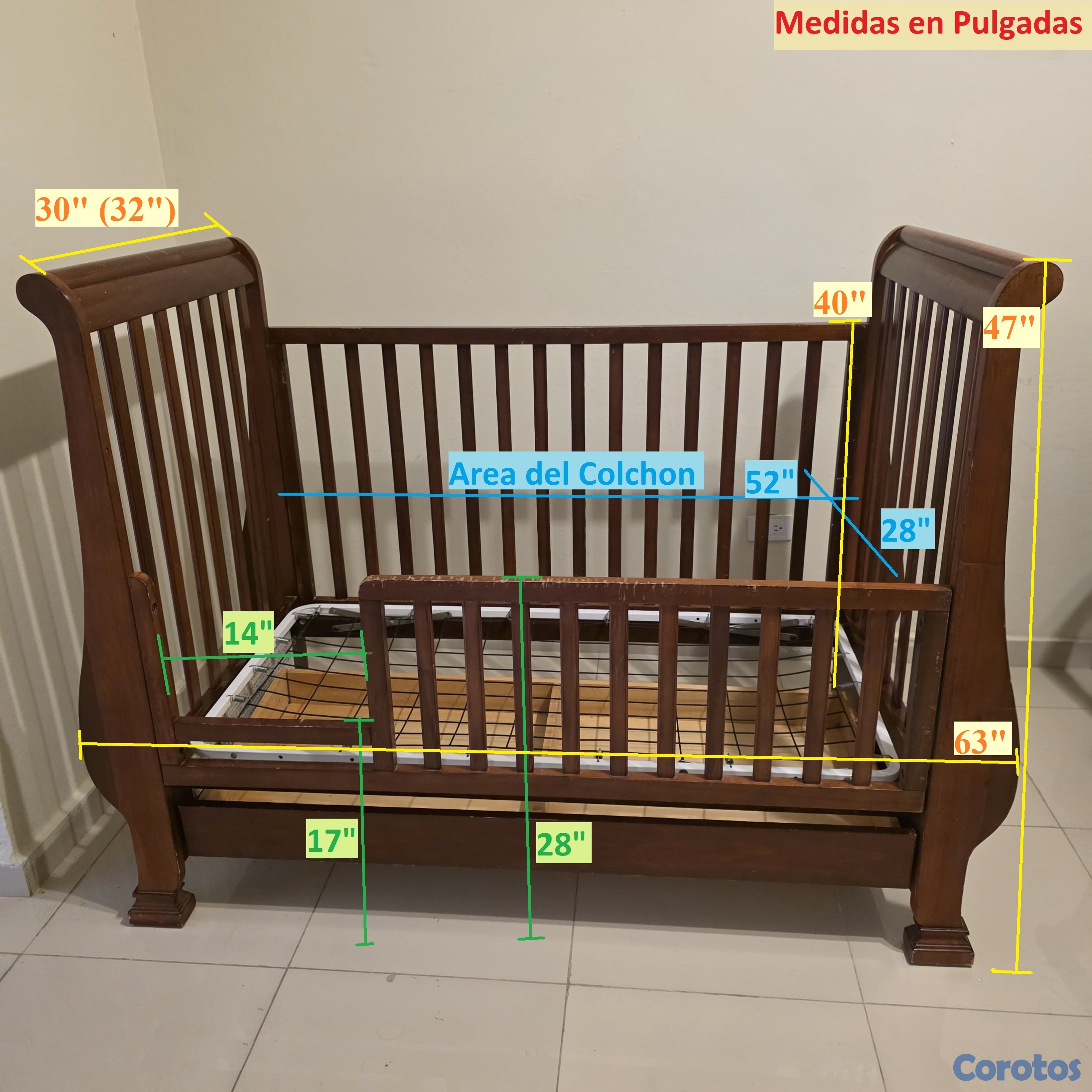 muebles - Cuna Madera Americana. Convertible. Cama cuna. 3 n 9