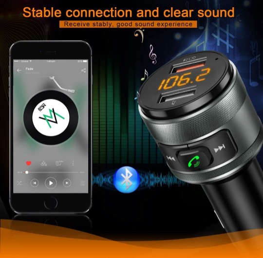 accesorios para vehiculos - Adaptador Bluetooth para autos con carga rápida 3.0 / cargador con Bluetooth 3