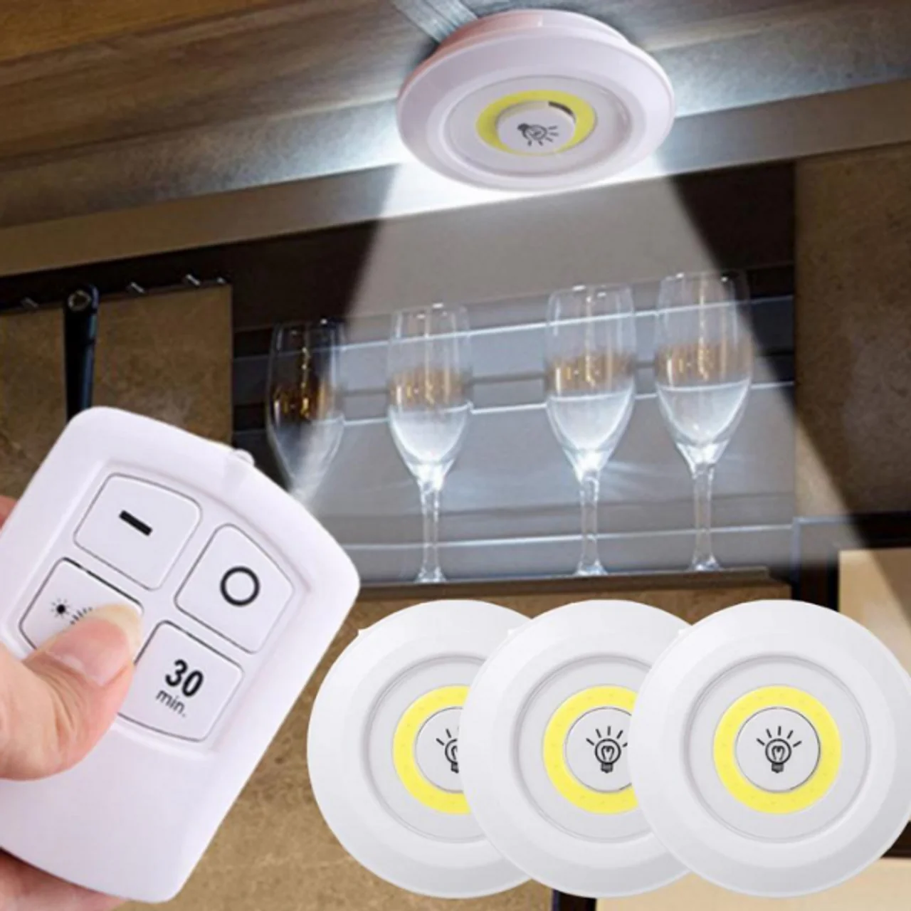 otros electronicos - LUZ LED LIGHT WITH REMOTE CONTROL SET OF 3